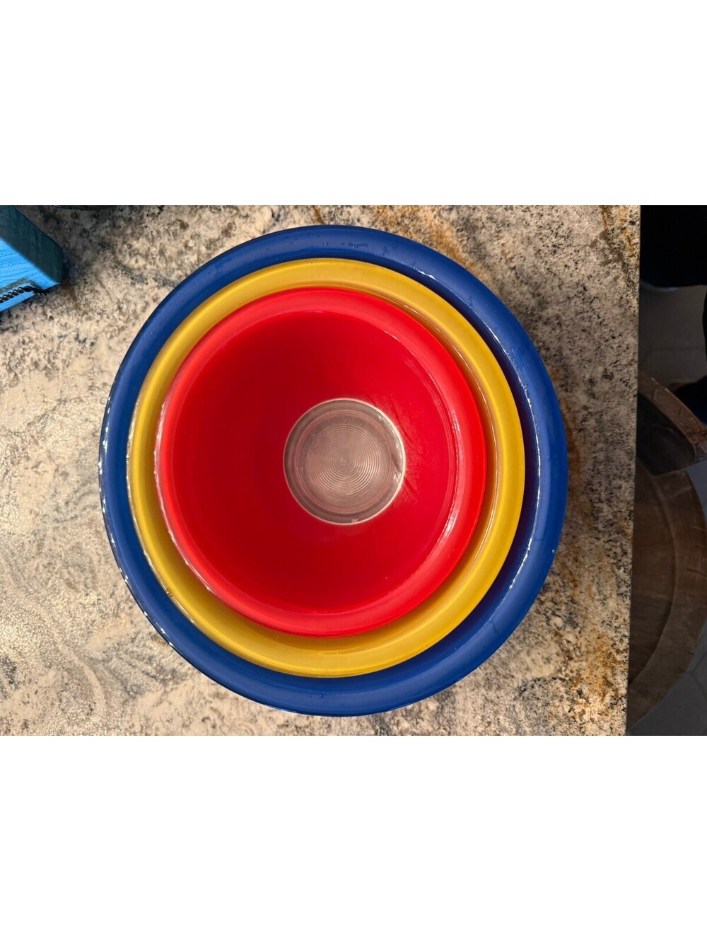 Vintage Pyrex Primary Colors Glass Mixing Bowls Set of 3 (Red, Yellow, Blue)